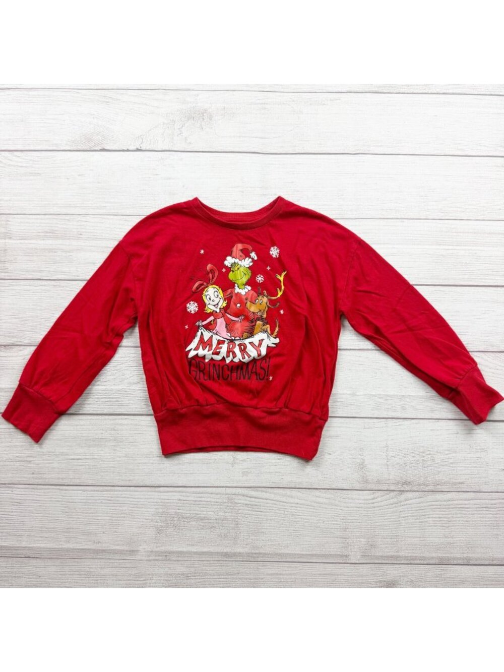 Old Navy Kids Merry Grinchmas Christmas Sweater Pullover Red S 6-7